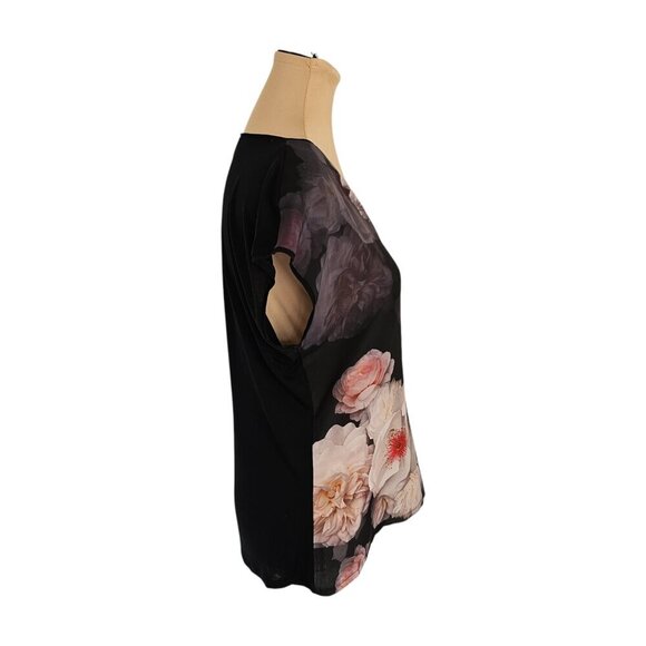 Ted Baker Black Floral Print Sleeveless Top Sz 2 US 6 - Picture 2 of 9